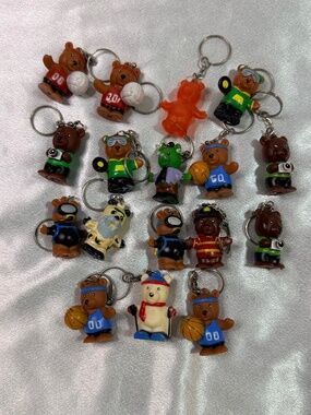 Vintage Character Keychain Lot 16 Bear Sports Basketball Volleyball Firefighter
